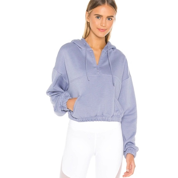 ALO Yoga Tops - Alo Yoga Stadium Quarter Zip Hoodie Blue Moon Periwinkle Cropped Slouchy Lounge